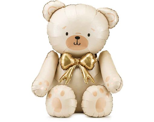 CREAM BEAR SHAPED FOIL BALLOON BEAR
