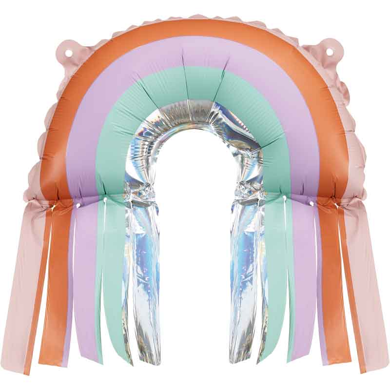3PK RAINBOW WITH FRINGES AIR FILL FOIL BALLOONS