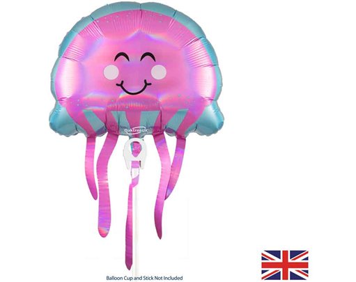 9x16in JELLYFISH IRIDESCENT AIR FILL FOIL BALLOON PACKAGED WITH SELF SEAL VALVE