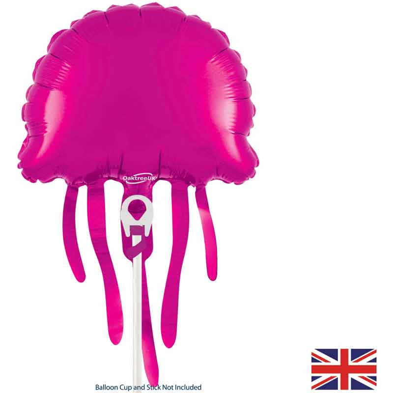 9x16in JELLYFISH PINK AIR FILL FOIL BALLOON PACKAGED WITH SELF SEAL VALVE