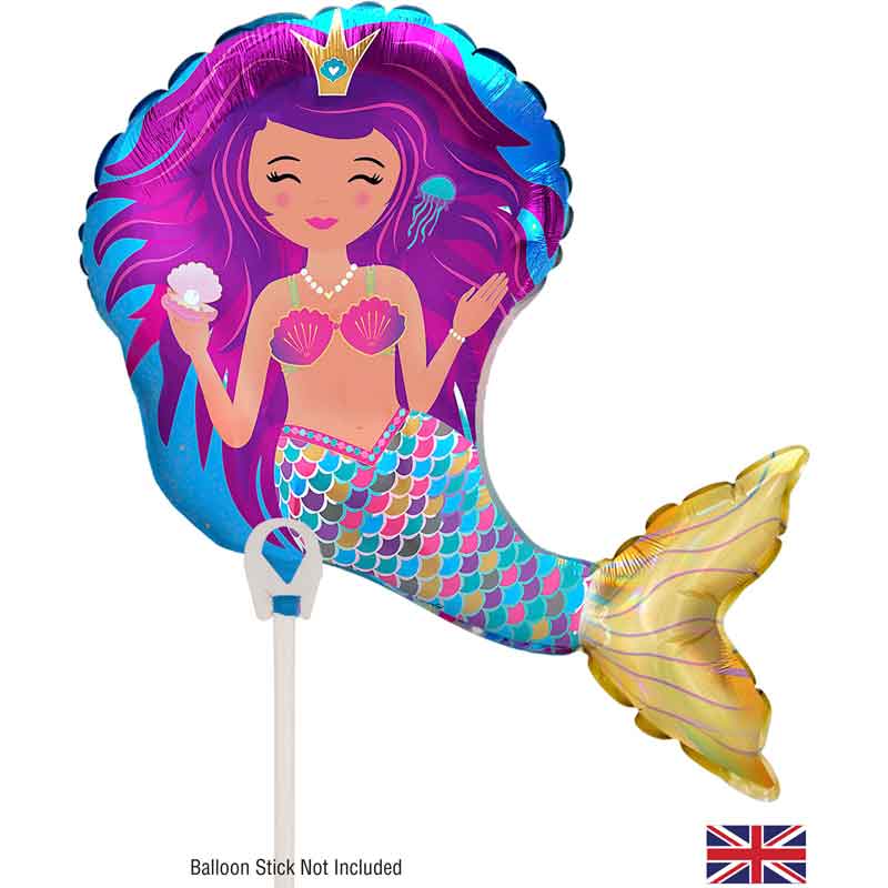 16in IRIDESCENT MERMAID AIR FILL FOIL BALLOON PACKAGED WITH SELF SEAL VALVE