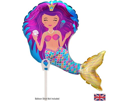 16in IRIDESCENT MERMAID AIR FILL FOIL BALLOON PACKAGED WITH SELF SEAL VALVE