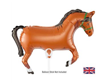 15.5in HORSE BROWN AIR FILL FOIL BALLOON PACKAGED WITH SELF SEAL VALVE
