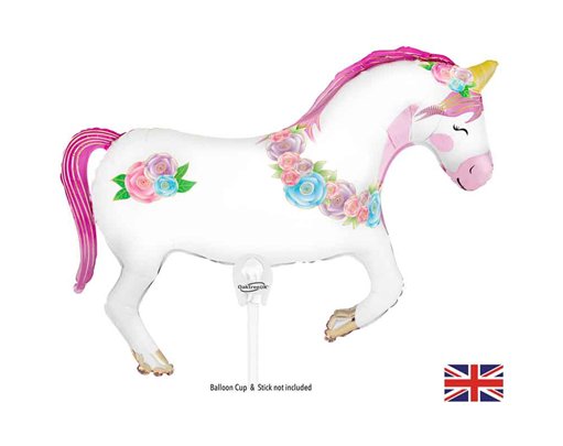 15.5in UNICORN AIR FILL FOIL BALLOON PACKAGED WITH SELF SEAL VALVE