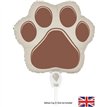 8in PAW PRINT BROWN AIR FILL FOIL BALLOON PACKAGED WITH SELF SEAL VALVE