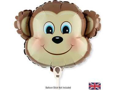 10in CUTE MONKEY METALLIC AIR FILL FOIL BALLOON PACKAGED WITH SELF SEAL VALVE