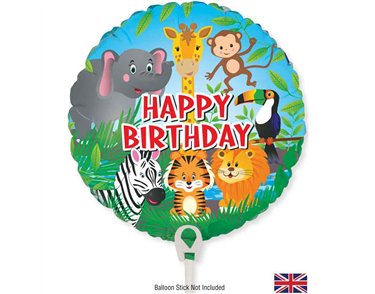 9in JUNGLE METALLIC AIR FILL FOIL BALLOON PACKAGED WITH SELF SEAL VALVE