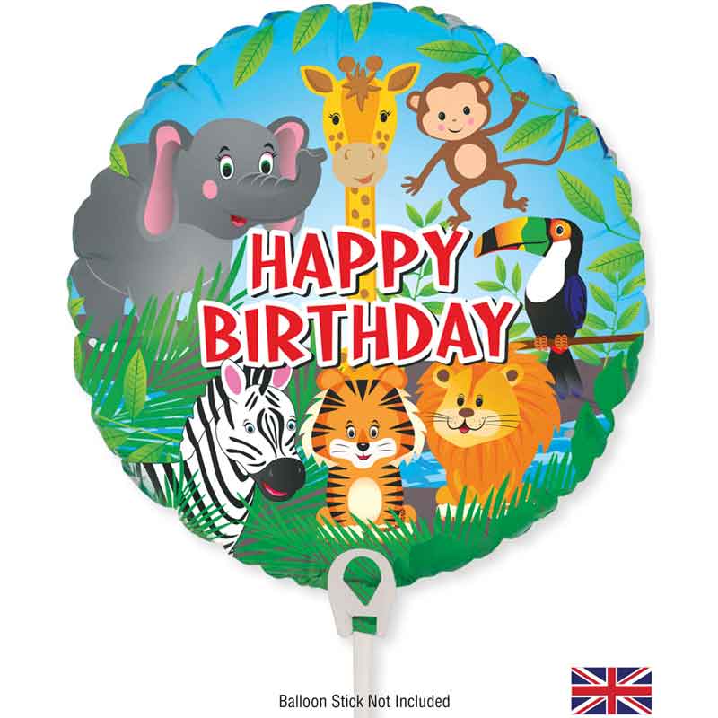 9in JUNGLE METALLIC AIR FILL FOIL BALLOON PACKAGED WITH SELF SEAL VALVE