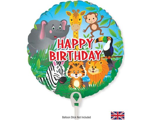 9in JUNGLE METALLIC AIR FILL FOIL BALLOON PACKAGED WITH SELF SEAL VALVE