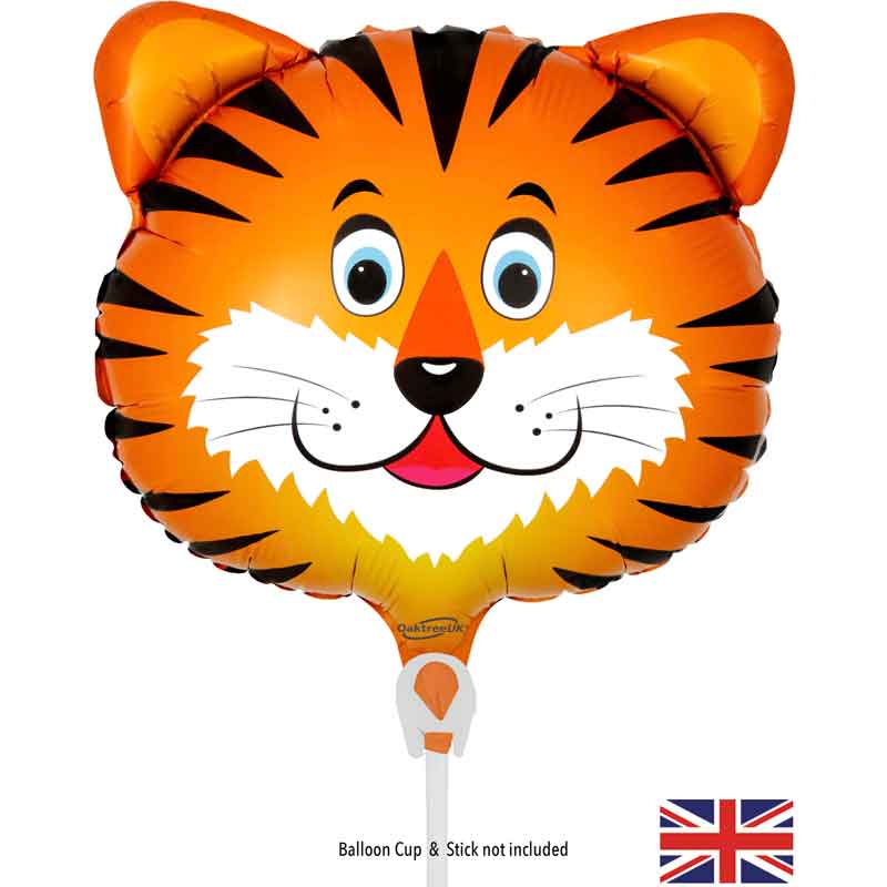 9in TIGER AIR FILL FOIL BALLOON PACKAGED WITH SELF SEAL VALVE
