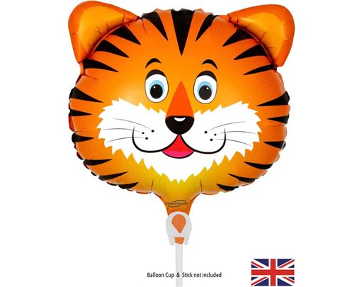 9in TIGER AIR FILL FOIL BALLOON PACKAGED WITH SELF SEAL VALVE