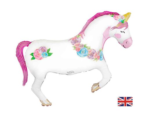 35in UNICORN FLOWER HORSE SHAPED FOIL BALLOON