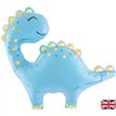 33.5in CUTE DINO BLUE METALLIC PACKAGED SHAPED FOIL BALLOON