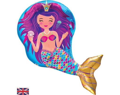 35in IRIDESCENT MERMAID SHAPED FOIL BALLOON