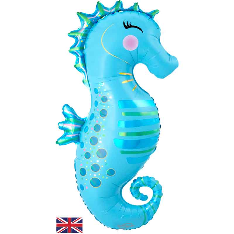40in IRIDESCENT SEAHORSE SHAPED FOIL BALLOON