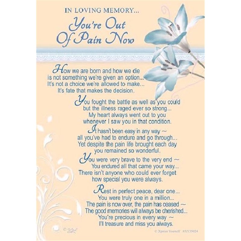C35 OUT OF PAIN GRAVESIDE CARD  6S