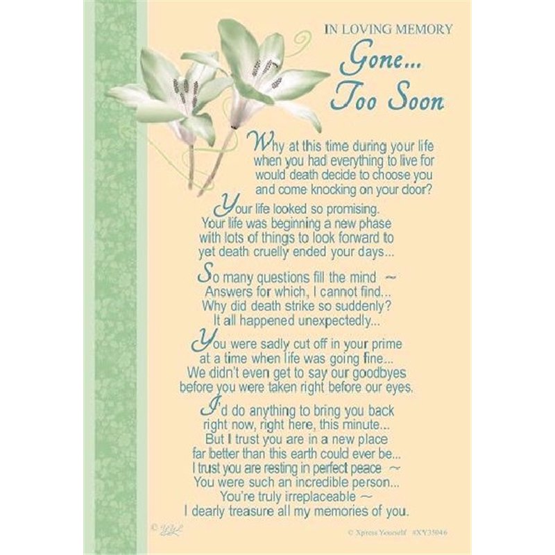 C35 GONE TOO SOON GRAVESIDE CARD  6S