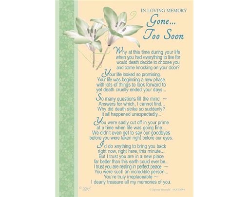 C35 GONE TOO SOON GRAVESIDE CARD  6S