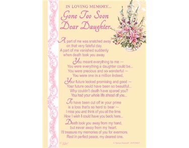 C35 DEAR DAUGHTER GRAVESIDE CARD  6S