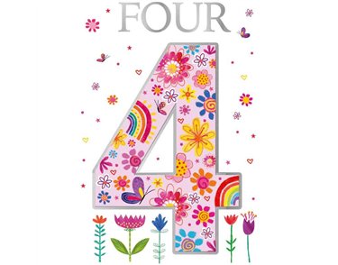 C50 GIRLS 4TH BIRHTDAY WORDPLAY  6S