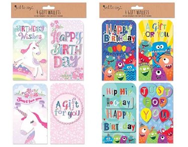 (4) 2ASST KIDS TIP-ON MONEY WALLETS