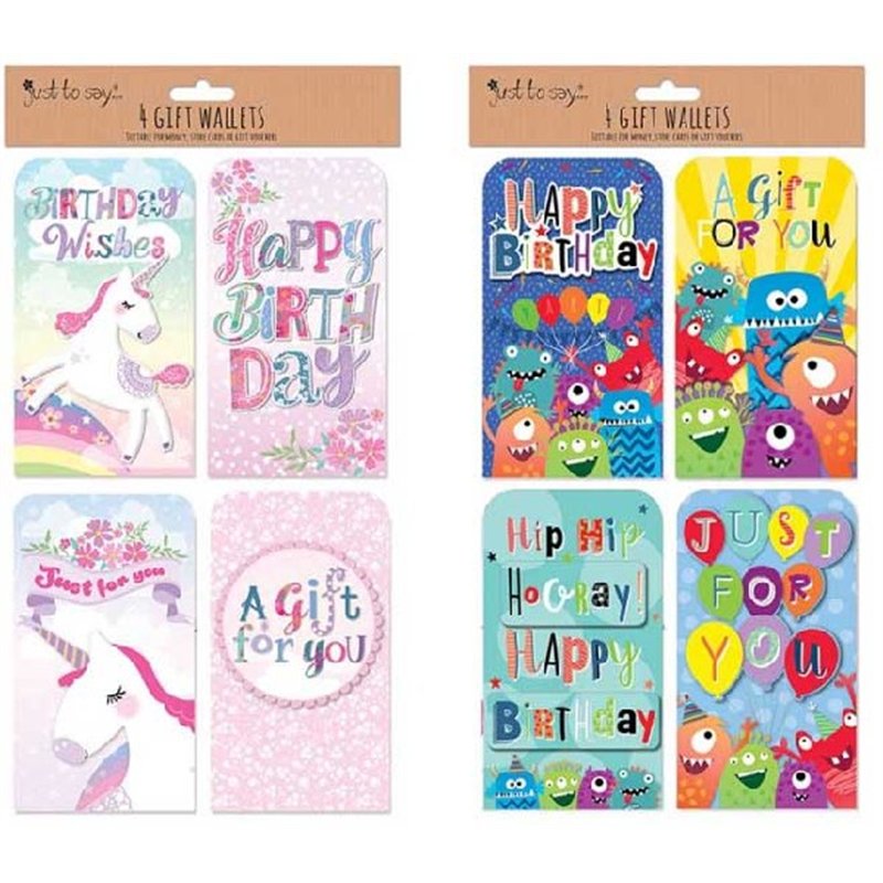 (4) 2ASST KIDS TIP-ON MONEY WALLETS