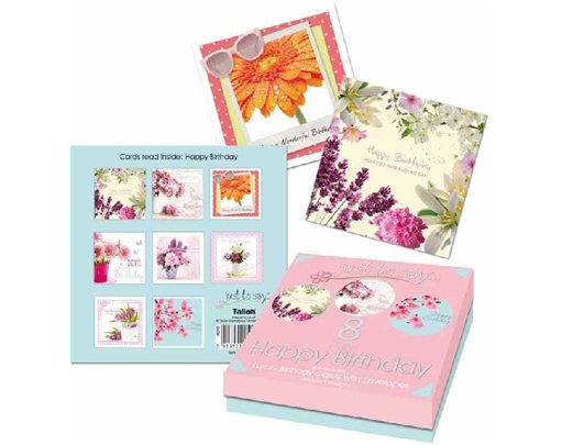 (8) FLORAL BIRTHDAY CARDS BOXED