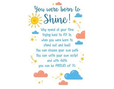 OPEN BORN TO SHINE KEEPSAKE CARD  6S