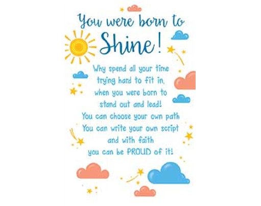 OPEN BORN TO SHINE KEEPSAKE CARD  6S