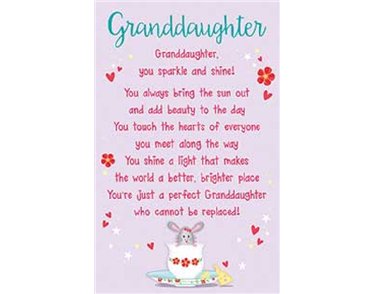 GRANDDAUGHTER SPARKLE KEEPSAKE CARD  6S