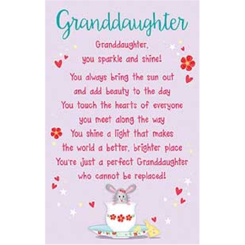 GRANDDAUGHTER SPARKLE KEEPSAKE CARD  6S