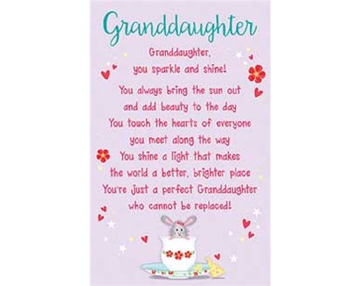 GRANDDAUGHTER SPARKLE KEEPSAKE CARD  6S