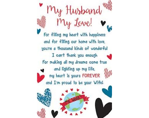 HUSBAND MY LOVE KEEPSAKE CARD  6S