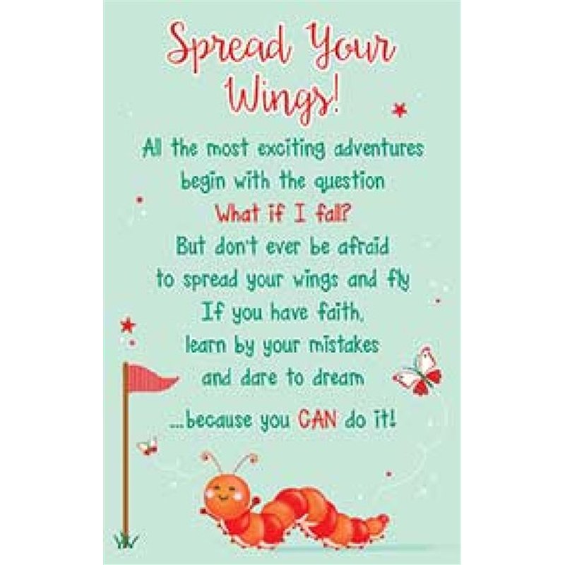OPEN SPREAD YOUR WINGS KEEPSAKE CARD  6S