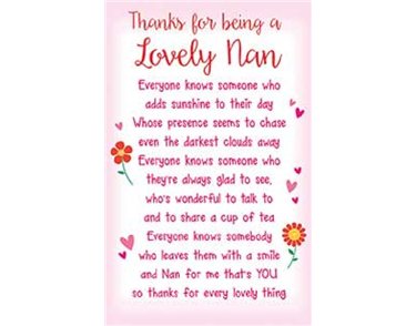 NAN THANKS FOR BEING KEEPSAKE CARD  6S
