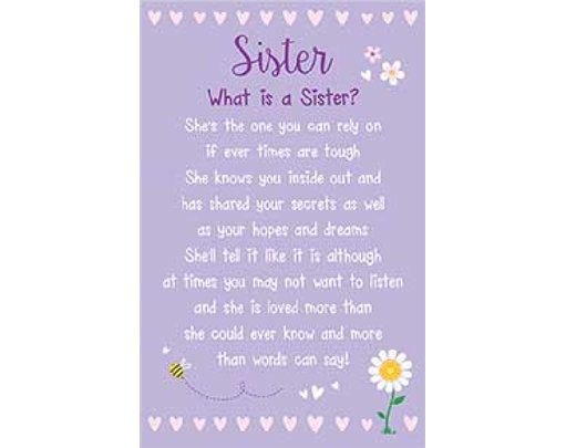 SISTER WHAT IS A SISTER KEEPSAKE CARD  6S