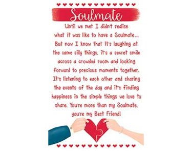 LOVE SOULMATE KEEPSAKE CARD  6S