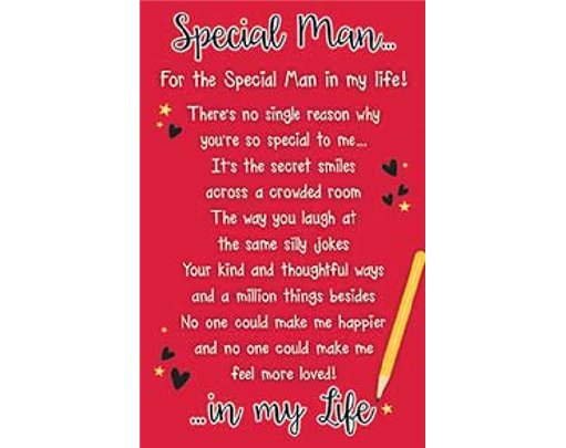LOVE SPECIAL MAN KEEPSAKE CARD  6S