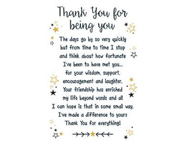 THANK  YOU FOR BEING YOU KEEPSAKE CARD  6S