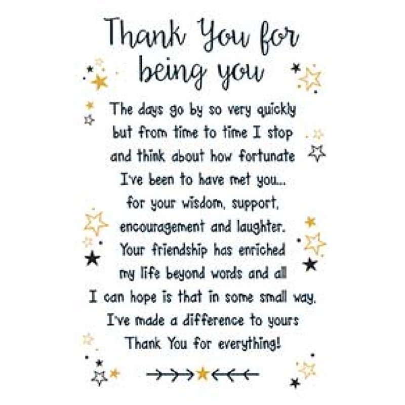 THANK  YOU FOR BEING YOU KEEPSAKE CARD  6S