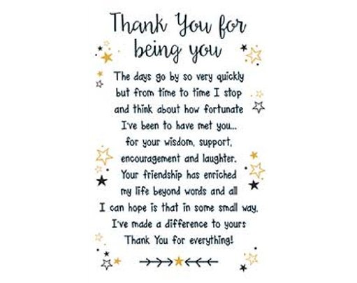 THANK  YOU FOR BEING YOU KEEPSAKE CARD  6S