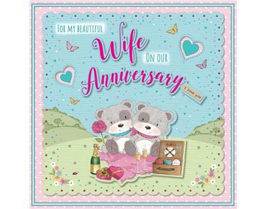31cm SQ ANNIVERSARY WIFE BOXED CARD 3S