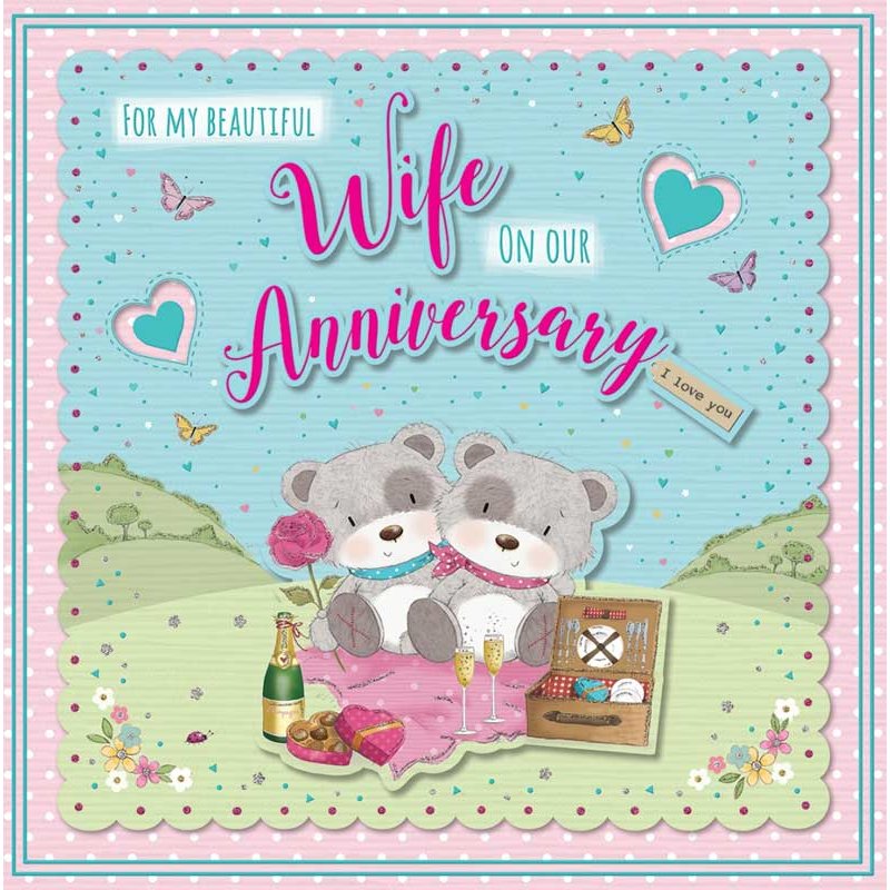 31cm SQ ANNIVERSARY WIFE BOXED CARD 3S