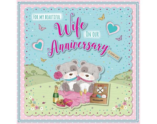 31cm SQ ANNIVERSARY WIFE BOXED CARD 3S