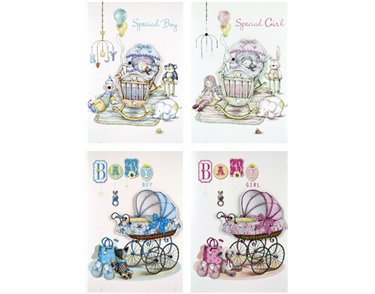 C50 4ASST BABY BOY/GIRL ASST HANDMADE CARD 6S