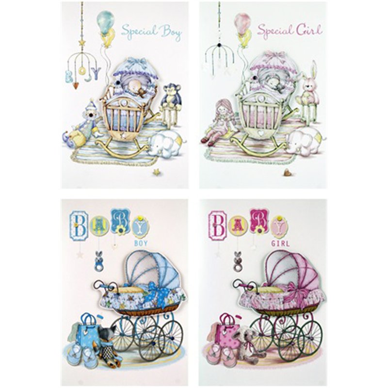 C50 4ASST BABY BOY/GIRL ASST HANDMADE CARD 6S