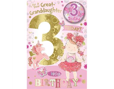 C75 GREAT GRANDDAUGHTER AGE 3 BADGED CARD 6S