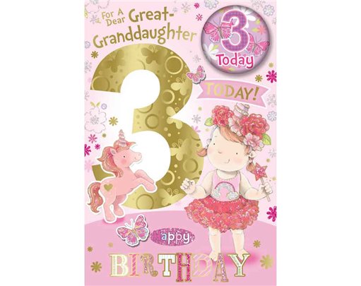 C75 GREAT GRANDDAUGHTER AGE 3 BADGED CARD 6S
