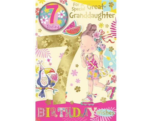 C75 GREAT GRANDDAUGHTER AGE 7 BADGED CARD 6S