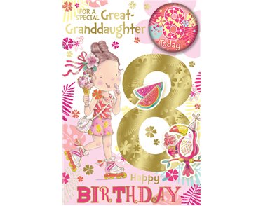 C75 GREAT GRANDDAUGHTER AGE 8 BADGED CARD 6S
